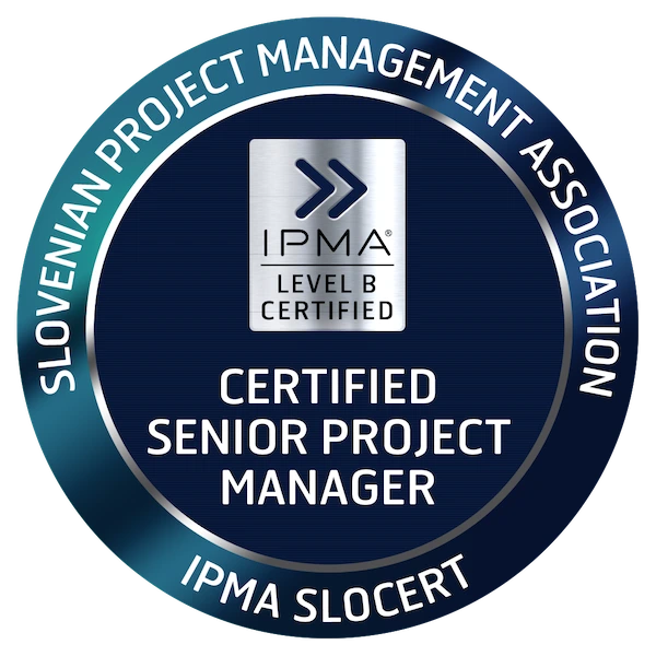 Logotip IPMA certifikata, ki je v lasti podjetja Creatim.