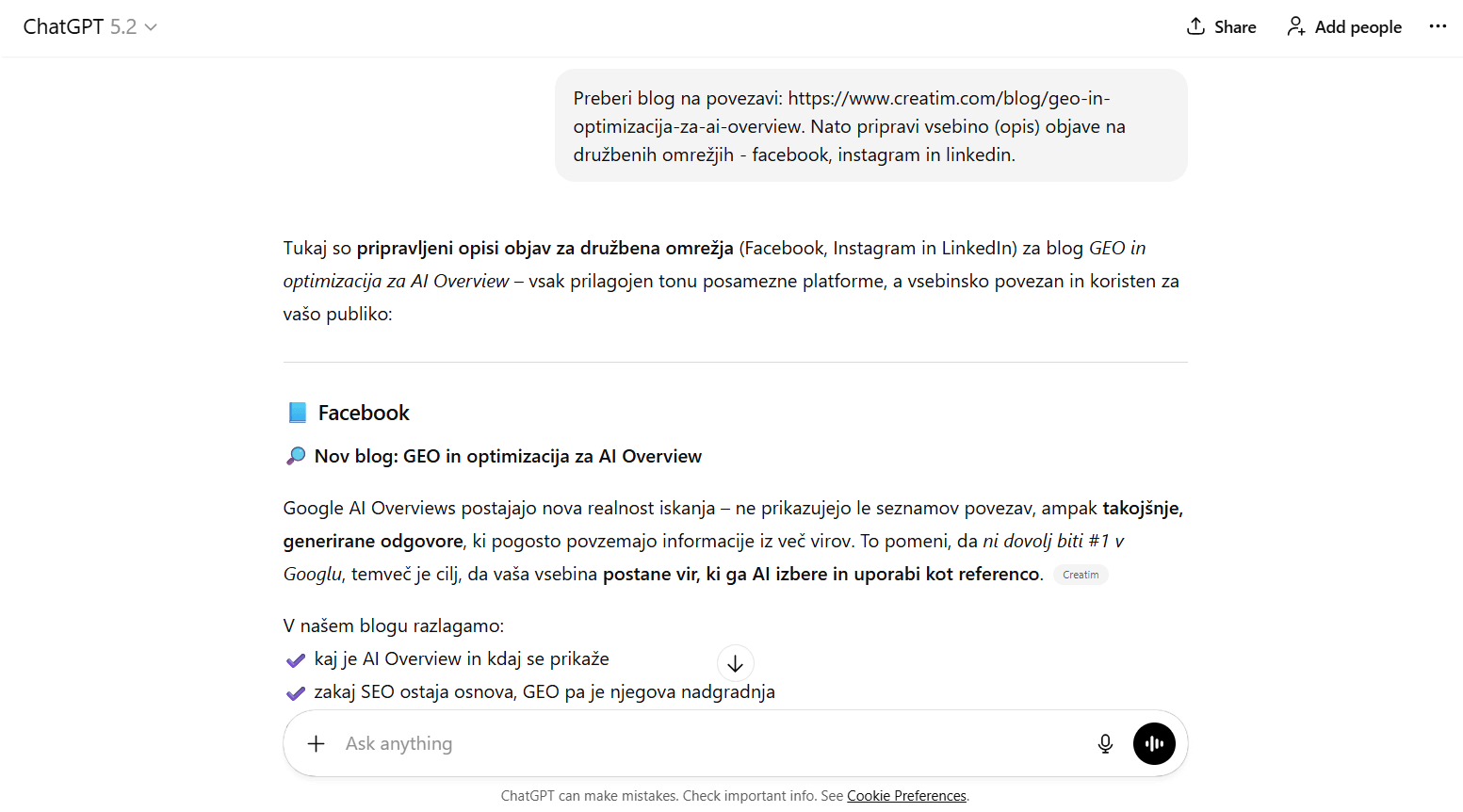 Prikaz strukturiranega predloga članka o praktični uporabi umetne inteligence za pisanje vsebin.