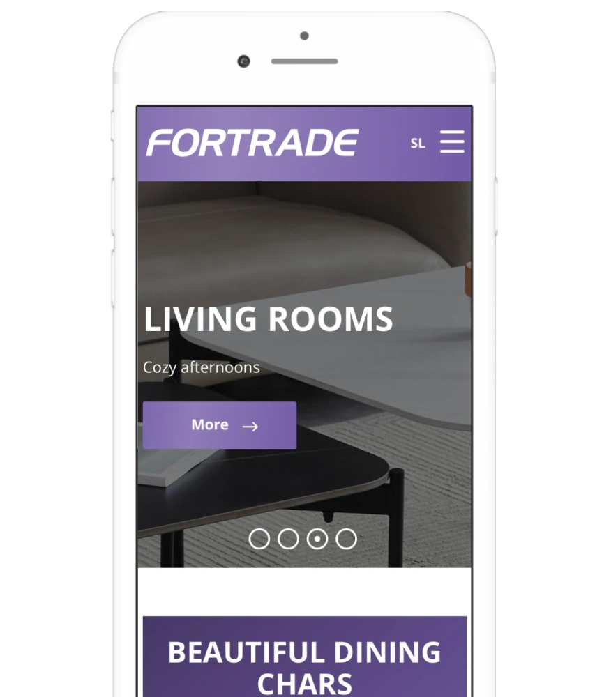 Screenshot of Fortrade, an online shop offering furniture and home products.