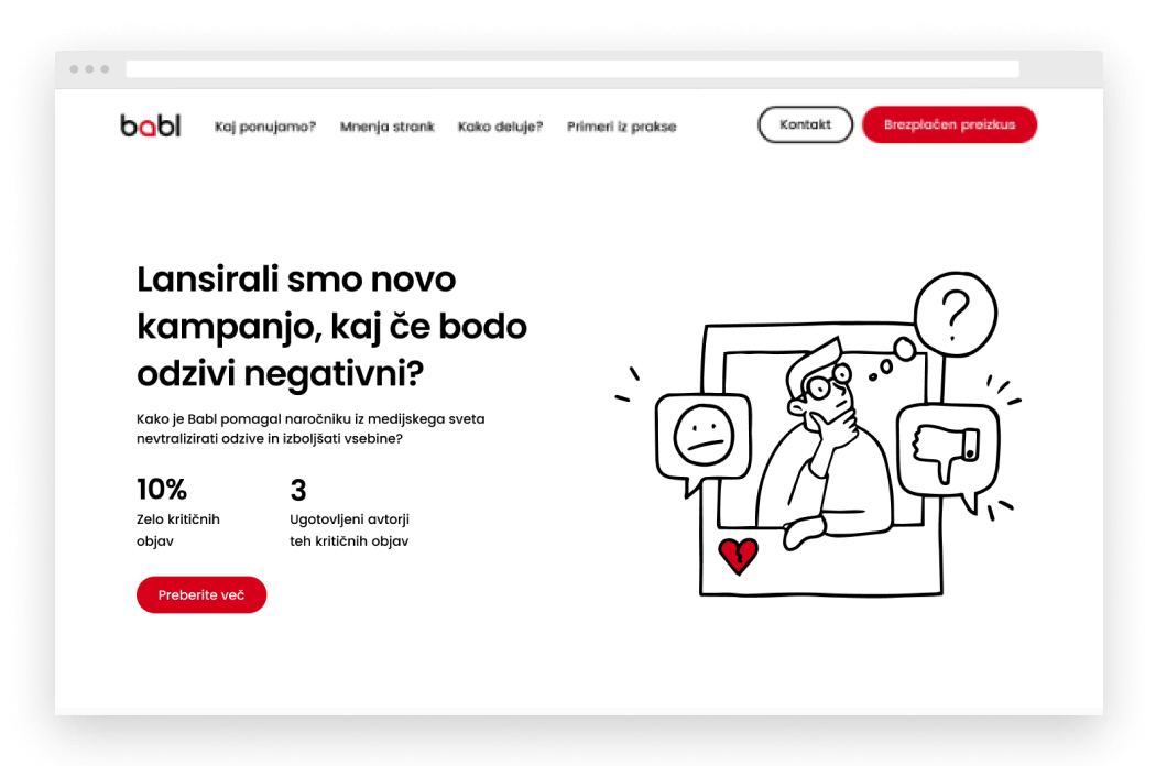 Screenshot of the Babl website presenting the new campaign on what to do in case of negative reactions
